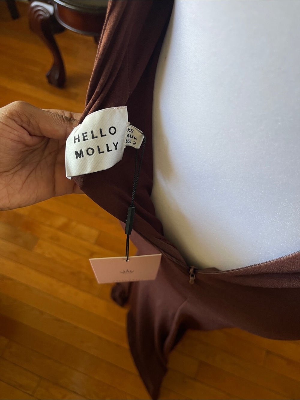 Hello Molly Chocolate Brown Open Back Maxi Dress XS 2 NWT Formal Evening Gown - Picture 11 of 11